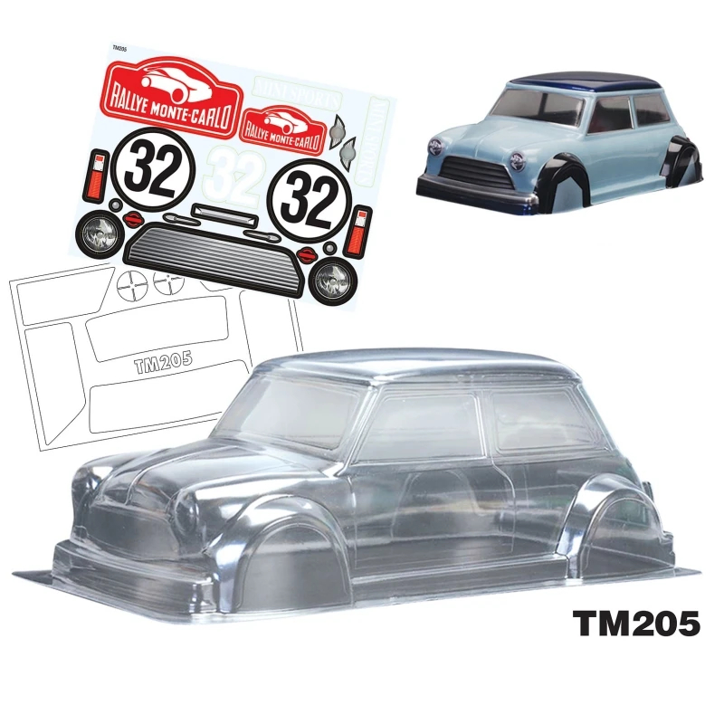 NM60870 225 mm Mini Car RC Bodies Clear Lexan Body Shell with Cooper Decal Sheet for Drift Car M Chassis 225 Tamiya Carten Roadster