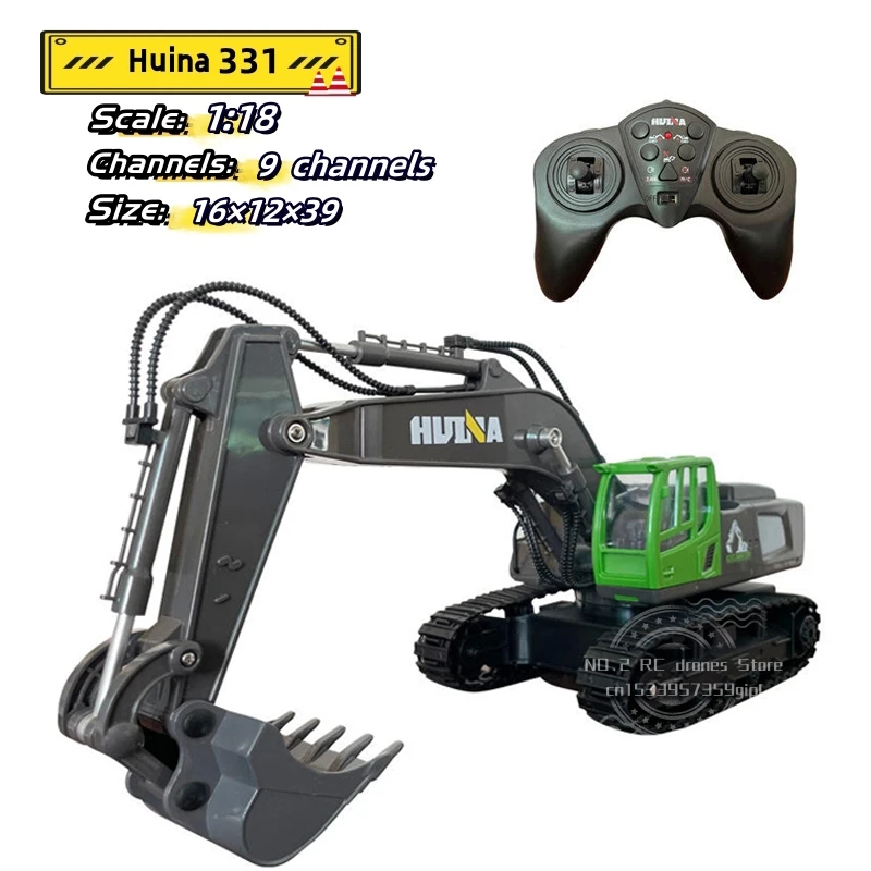 NM61172 39 cm 331 Alloy Remote Control Excavator Truck 9 Channel 1-18 Engineering Vehicle Metal Model Car Boys Toy for Children Gift