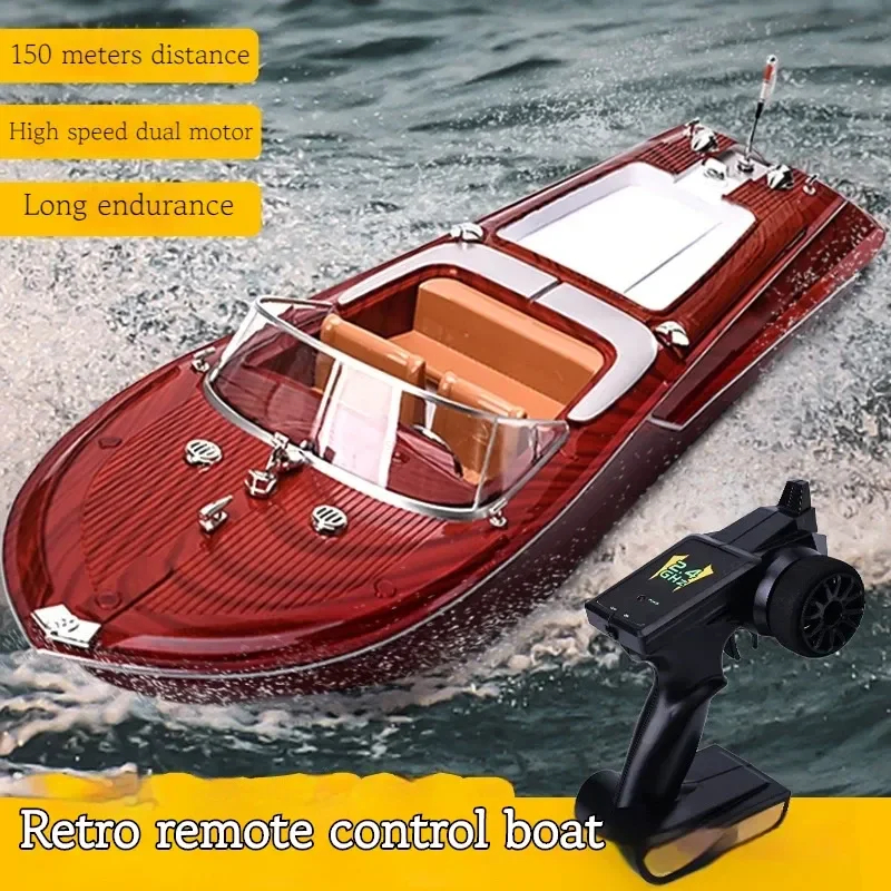 NM61246 Remote Control Boat Speed Boat High Horse Power Electric Cruise Model Racing Boat Boy Water Classic Retro Toy Boat