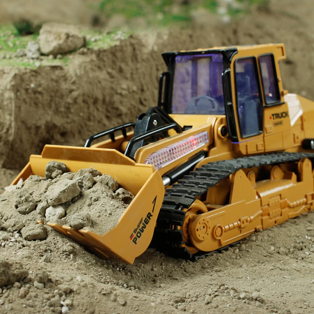 NM61191 Rc Bulldozer Dump Trucks Excavator Toy Engineering Vehicle Alloy & Plastic Excavator Toys for Kids Children Day Gift, Khaki