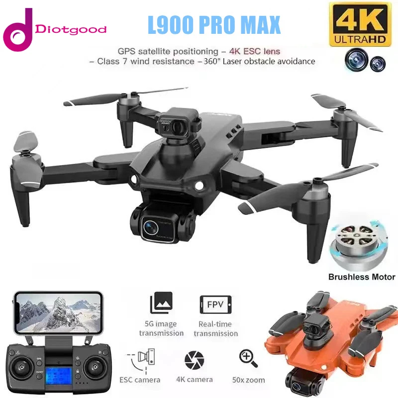 NM61282 L900 Pro Max GPS Drone 4K Professional HD Dual Camera 5G Wi-Fi Obstacle Avoidance Brushless Foldable Quadcopter RC Drones