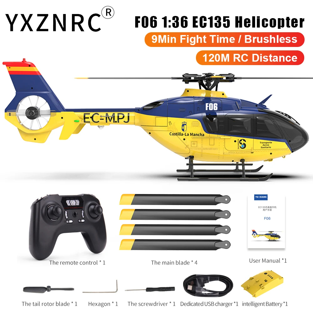NM62342 RC Helicopter F06 EC135 2.4G 6CH 6 Axis Gyro RTF Direct Drive 1-36 Drone