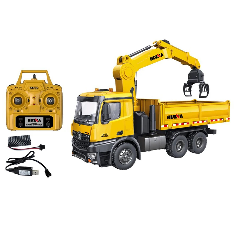 NM61418 1575 1 by 14 RC Timber Grab Trucks Dump Remote Control Car Model Toys for Kids Birthday Gifts - Yellow