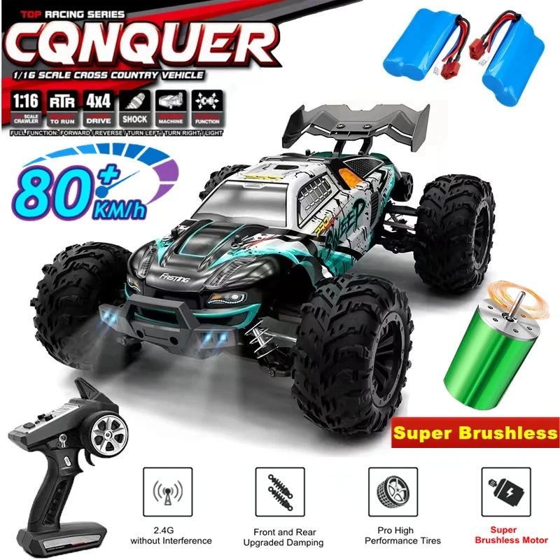 NM61871 Brushless 4WD RC Car with LED Remote Control Cars High Speed Drift Monster 4x4 Off Road Truck Kid Adult Toy