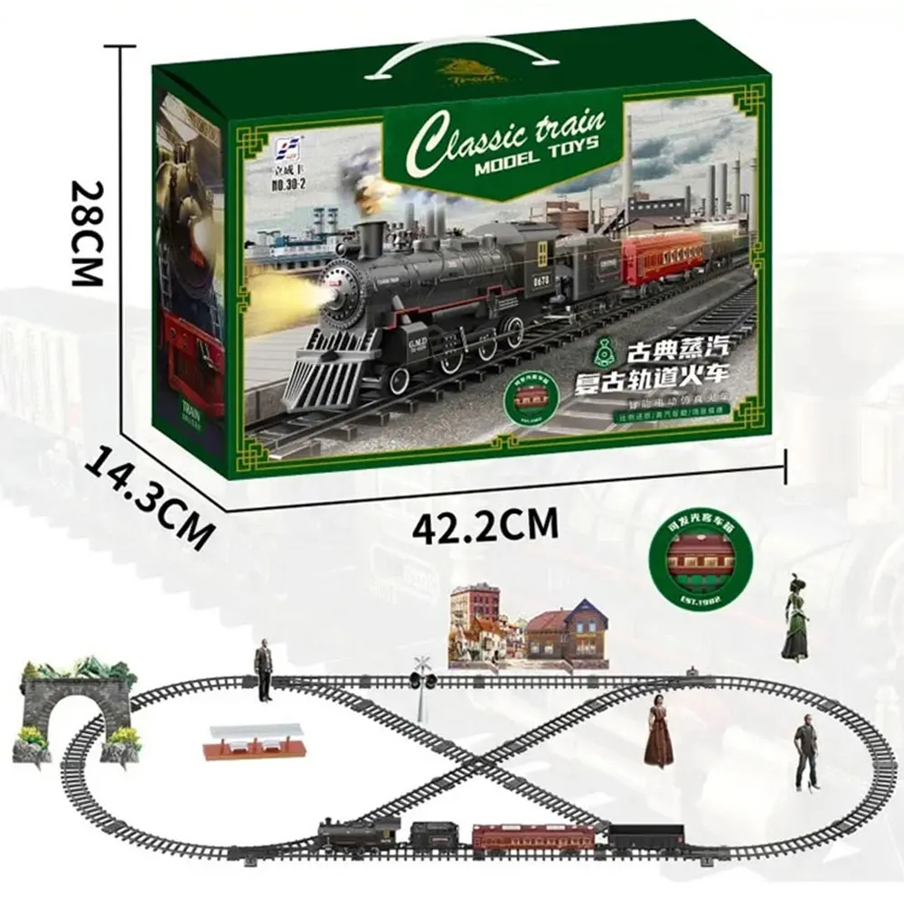 NM61532 Train Remote Control Retro Steam Electric Stepless Speed Control Remote Smoking Train Children Toys