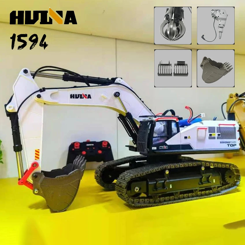 NM62450 1594 Metal RC Excavator 1 by 14 Electric Heavy Duty 22 Channels Remote Controlled Excavator Model Car Toys for Boy Adults - Multi Color
