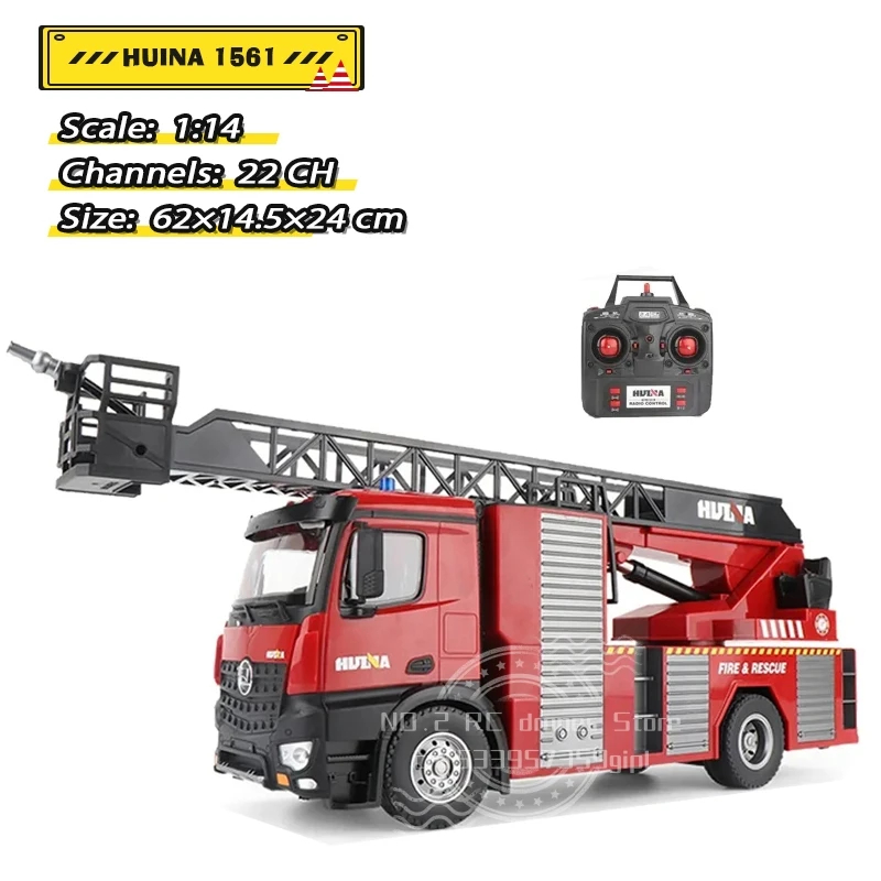 NM62505 1561 1-14 RC Fire Truck 22 Channels Tractor Model 62cm Engineering Boys Car Remote Water Spraying Childrens Birthday Gift - Red