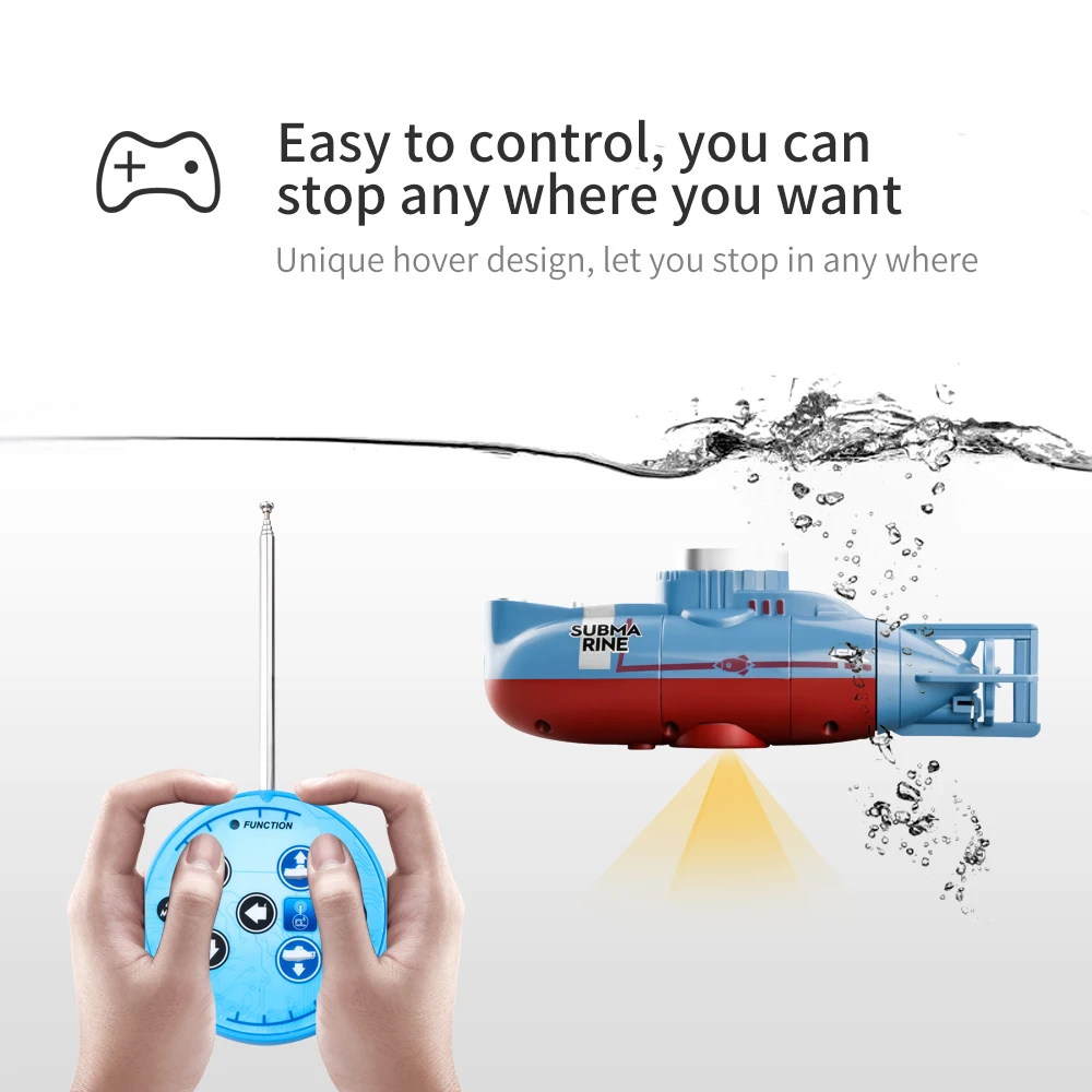 NM59643 RC Submarine Waterproof Speed Diving Under Water Model Remote Control Toy Boat Simulation Gifts LSRC 3311 Toys for Children - Blue & White