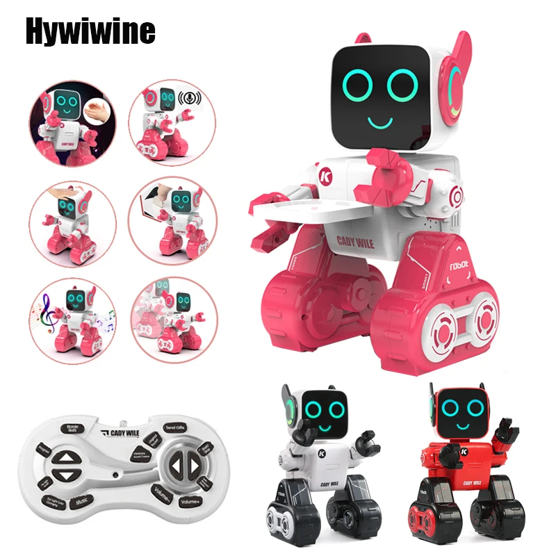 NM59806 R4 Robot RC Intelligent Sense Inductive Remote Control Smart Robo Advisor Coin Bank Gift for Kids Boy Girl Educational Toys - White & Red