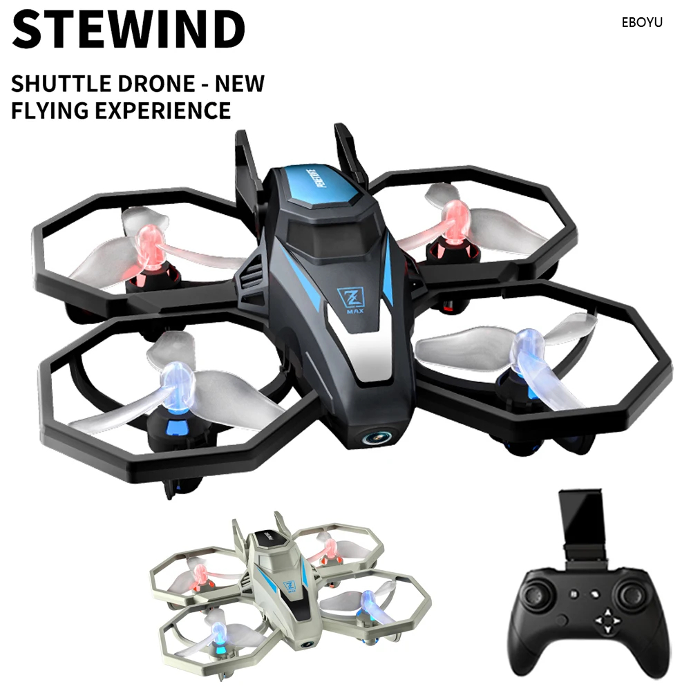NM59898 H118 Shuttle RC Drone Wi-Fi FPV 8K HD Camera with One Key Off & Land Altitude Hold Headless RC Quadcopter Plane RTF Gift Toys - Gray & Black