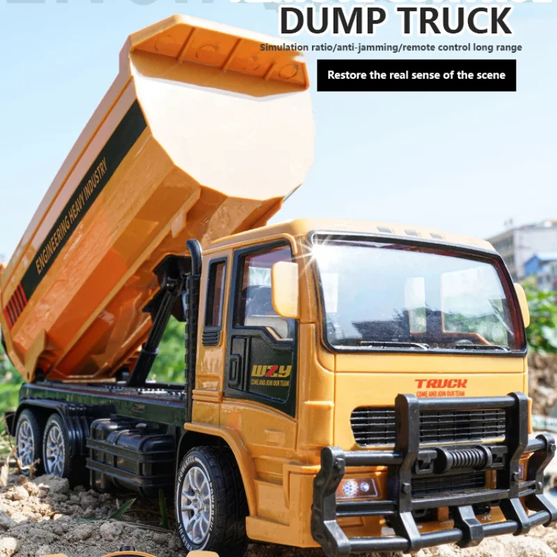 NM58314 RC Excavator Car Dumper Truck Lighting Remote Control 6CH Engineering Vehicle Tipper Bulldozer Toys Boy Kids Christmas Gift