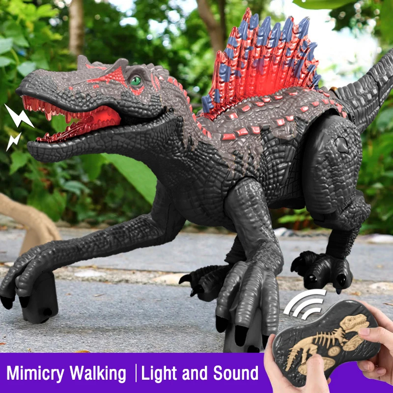 NM59007 Dinosaur Kids Toy 2.4G Remote Control Animal Simulation Model Toy with Light Sound Radio-Controlled Dinosaur Children Gift - Yellow & Black