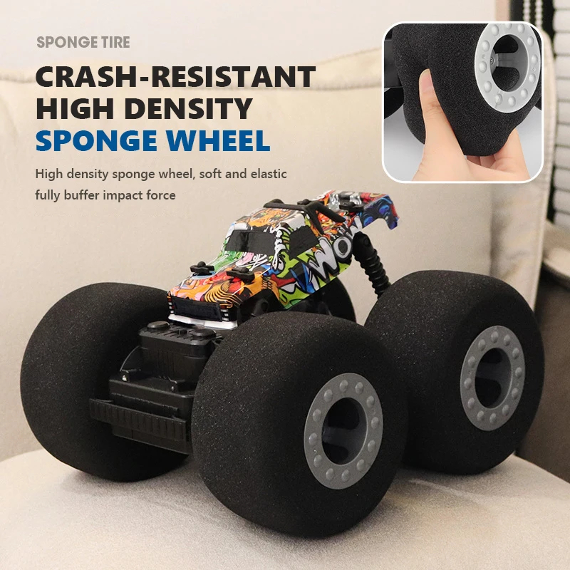 NM59109 Car Stunt Drift Soft Big Sponge Tires Buggy Vehicle Model Radio Controlled Machine Remote Control Toys for Boys Gifts Indoor - Yellow