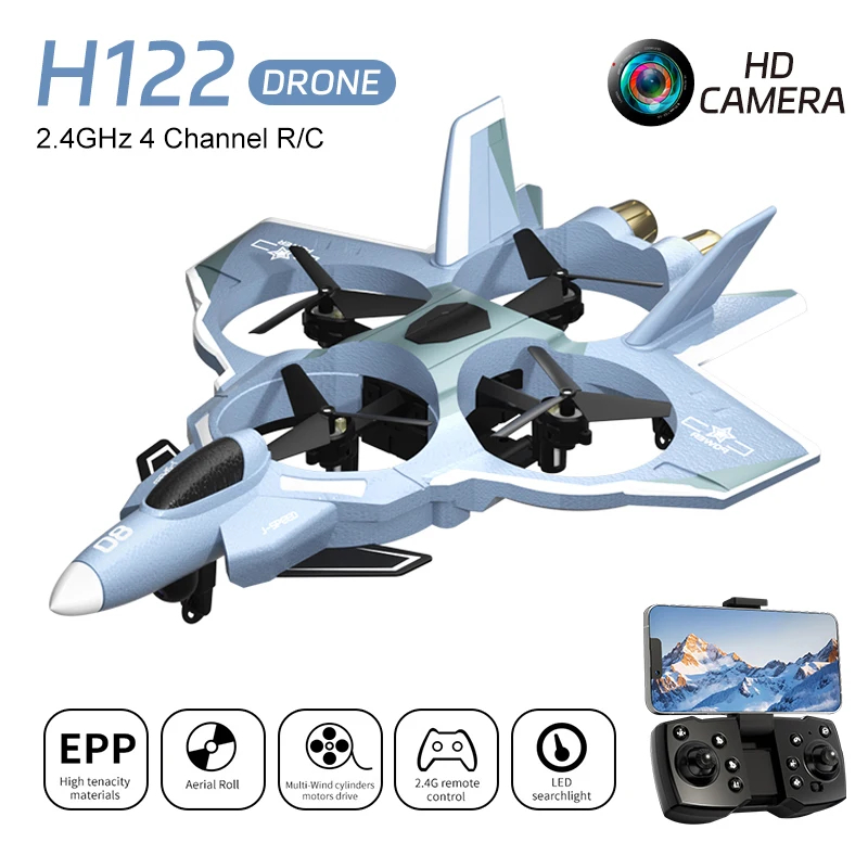 NM59145 H121 Eva RC Plane 2.4G with LED Lights 8K HD Camera Aircraft Remote Control Flying Model Glider Foam Toys for Children Gift - Multi Color