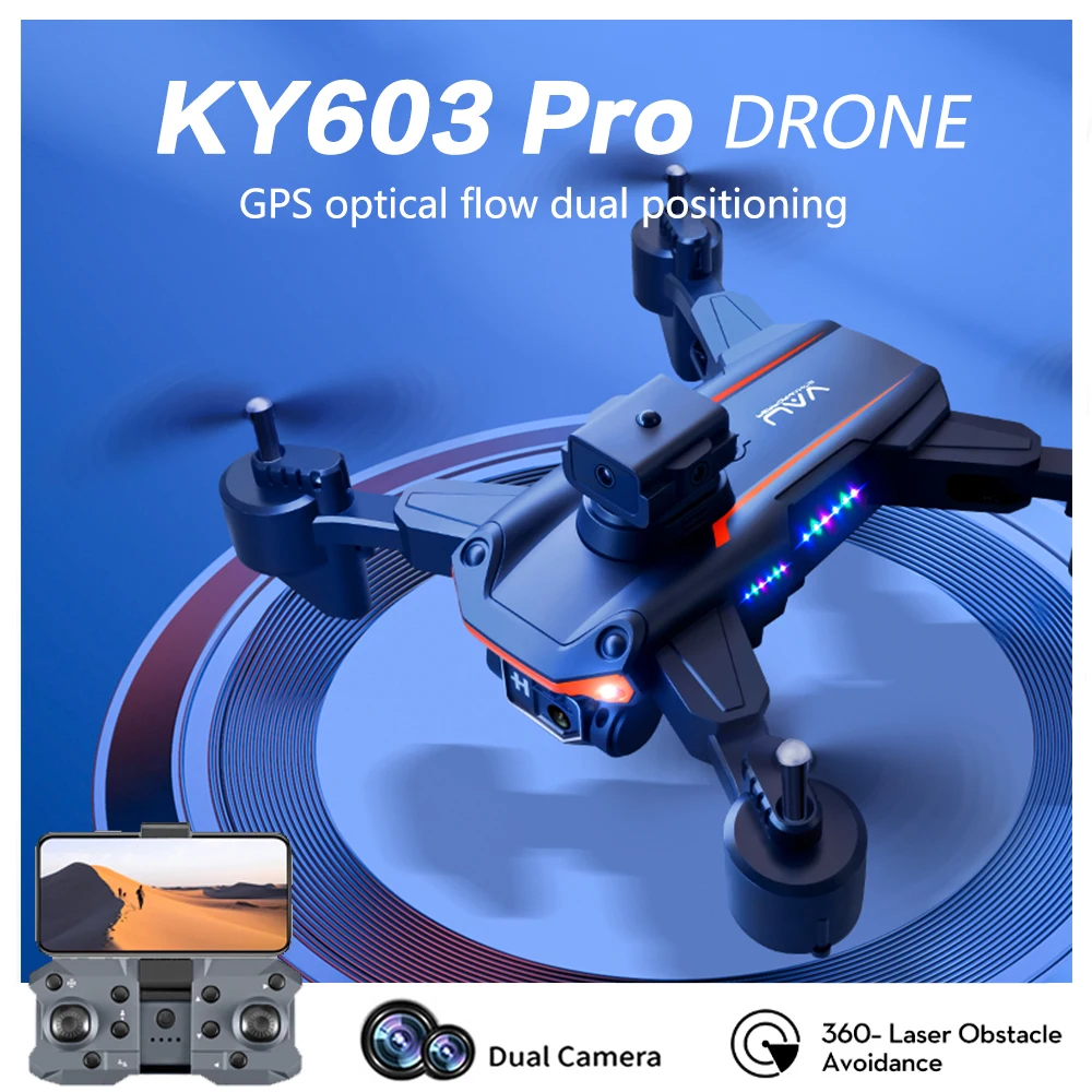 NM59164 Drone 5G FPV 360 Deg Laser Obstacle Avoidance 4K HD Dual Camera Brushless Motor Optical Flow Localization RC Quadcopter Toys - Black & White