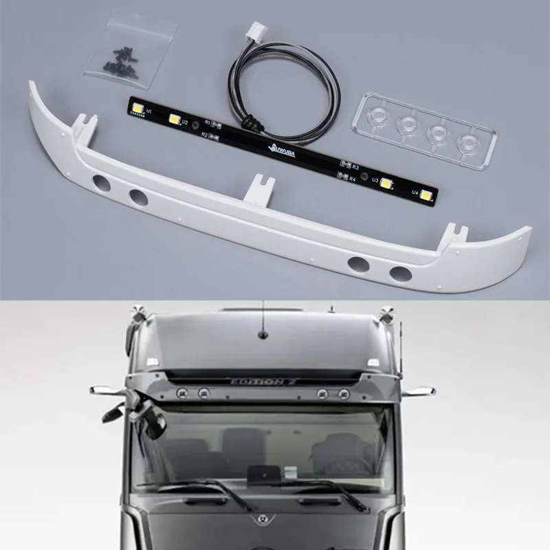 NM60708 Plastic ABS Sun Visor Light for 1 by 14 Tamiya RC Truck Tipper Benz Actros 3363 1851 Car Upgrade Accessories - White
