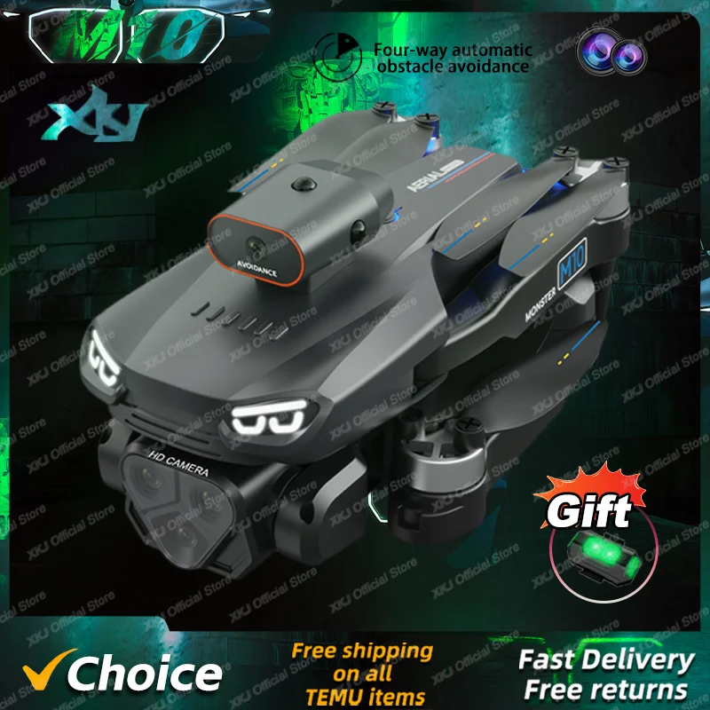 NM60760 Mini M10 Pro Drone 8K Professional 4K HD Camera Wide Angle Optical Flow Localization Brushless Motor RC Quadcopter Apron -  UNO1RC
