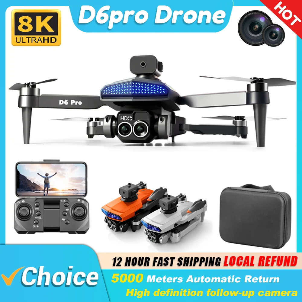 NM60835 D6 Mini Drone 4k Professional Aerial Photography Obstacle Avoidance HD Camera Brushless Foldable Quadcopter RC Toys Gifts