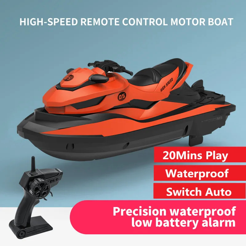 NM60844 Ship Speedboat 2.4G High Speed Remote Control RC Motor Boat Toy 20Mins Play Waterproof Colission Lower Power Alarm Toy - Multi Color