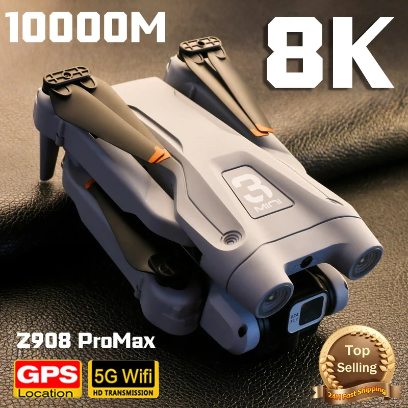 NM60846 Z908Pro Max Drone Dual Camera 8K Professional Brushless Motor GPS Wi-Fi FPV Obstacle Avoidance Folding Quadcopter RC 10000m Drone - Black