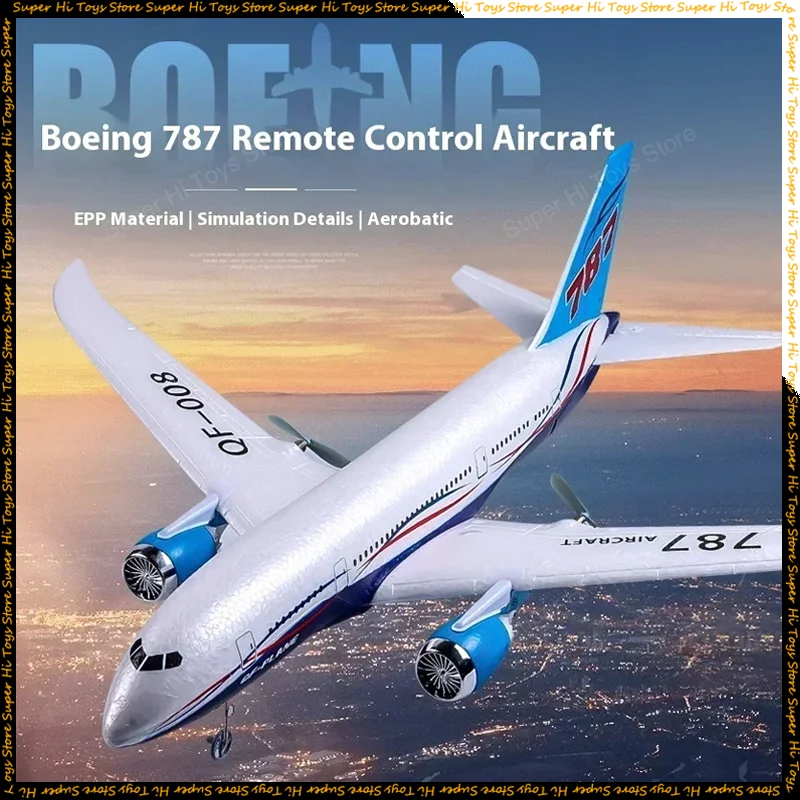 NM60859 Boeing 787 Glider Electric Remote Control Three Channel Fixed Wing Aircraft Children Passenger Jet Model Toy Gift, Blue