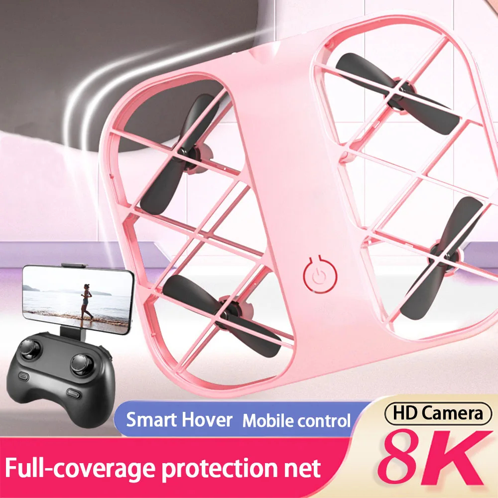 NM59297 JJRC 8K FPV Wide Angle Shooting Mini Drone Quadcopter Aerial Camera RC Grid Drone Kids Flying Toys 360 Deg Rotating Helicopter - White & Blue