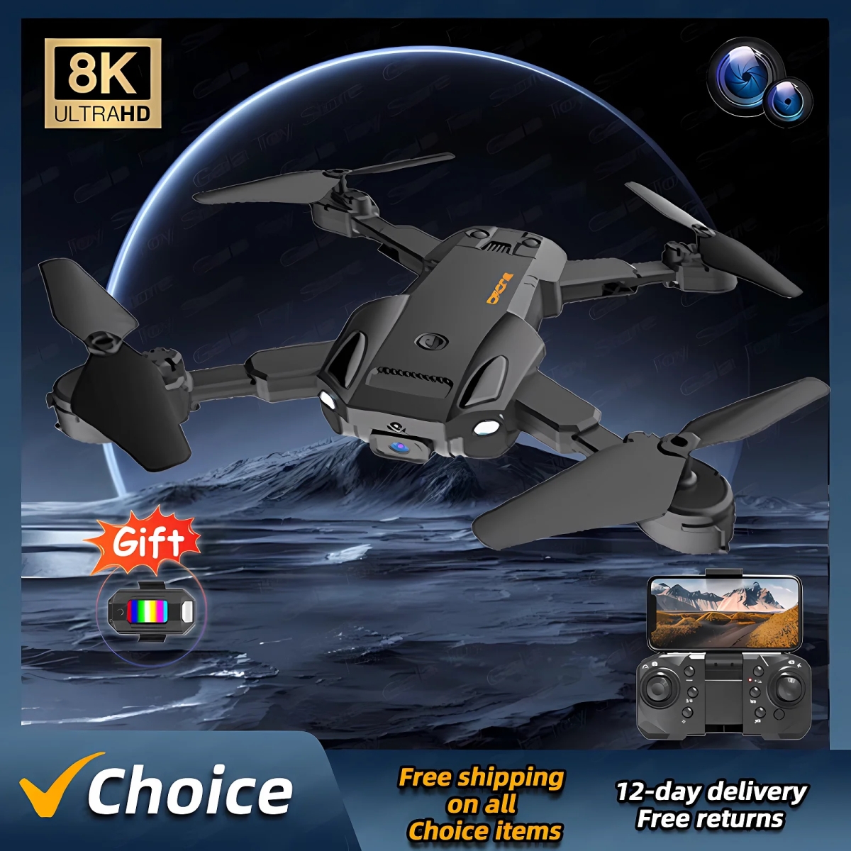 NM59370 GPS 8K Professional Dual HD Camera Wi-Fi FPV Auto Obstacle Avoidance Folding Quadcopter RC Drone - Black & Gray