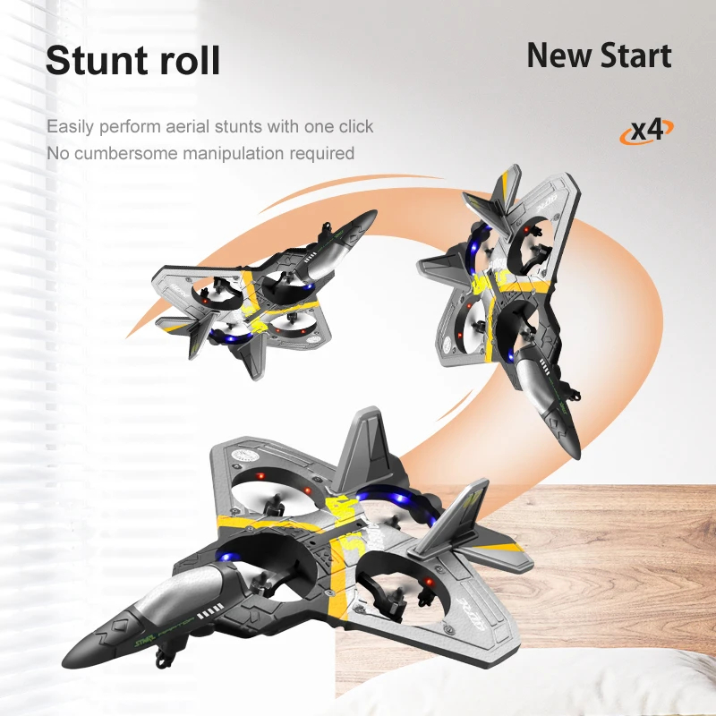 NM59408 RC Drone Plane 6CH Remote Control EPP Foam 2.4G Toys Airplane Remote Control V17 Fighter Hobby Glider Airplane Kid Gifts - Silver & Blue