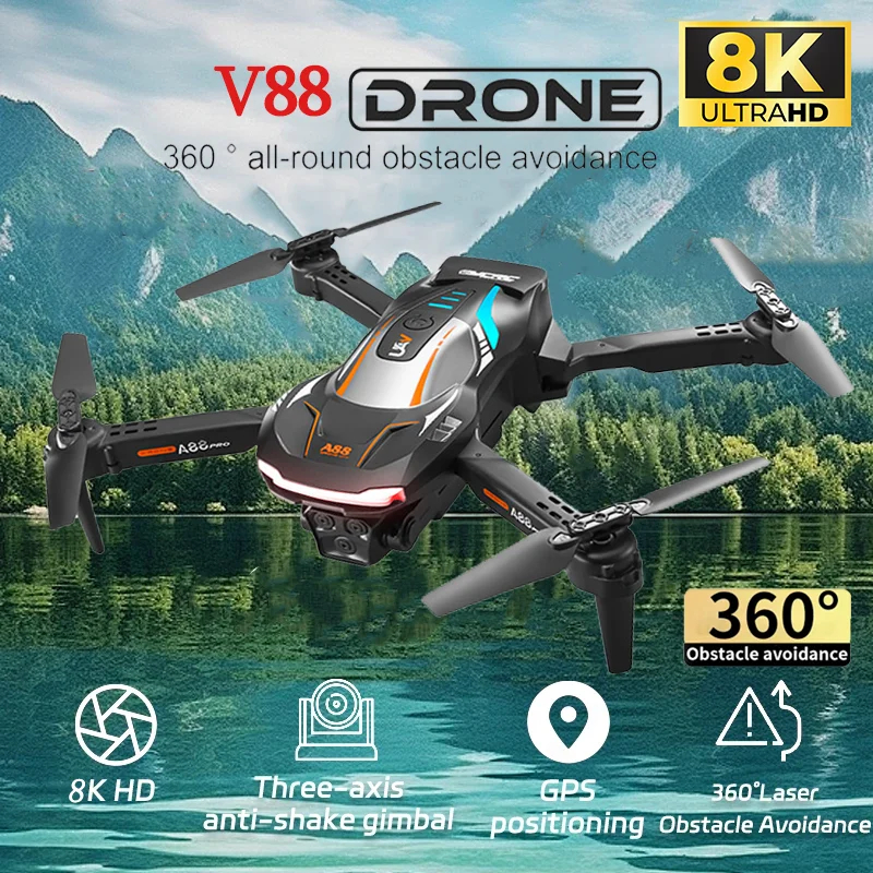 NM59551 8K Professional with Wide Angle Dual HD Camera Foldable Helicopter Quadcopter Wi-Fi FPV GPS Height Hold Apron RC Drone Toy