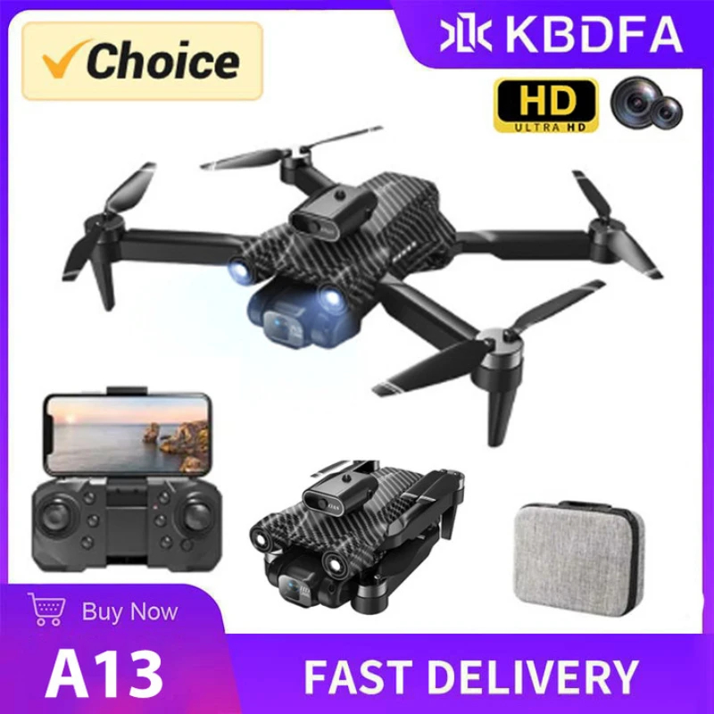 A13 Drone Dual Camera Mini HD Aerial Photography Intelligent Obstacle Avoidance Foldable Quadcopter Remote Control Toys - Black & Carbon Fiber