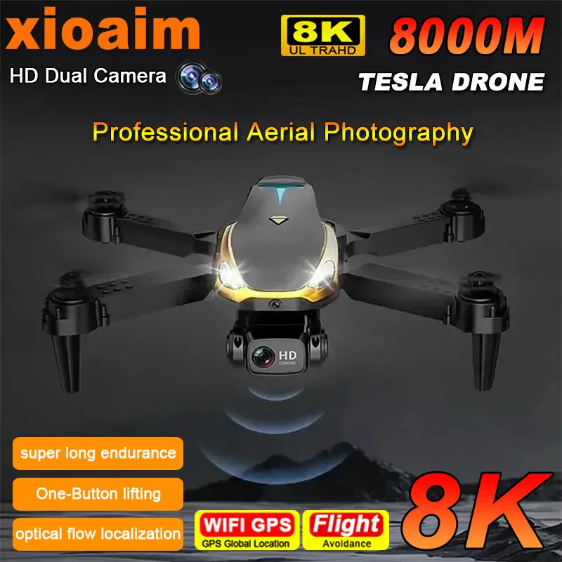 NM58844 Xiaomi Drone Professional 8K HD Dual Camera 5G Wi-Fi Wide Angle Optical Flow Localization Brushless Motor RC Quadcopter - Black -  UNO1RC