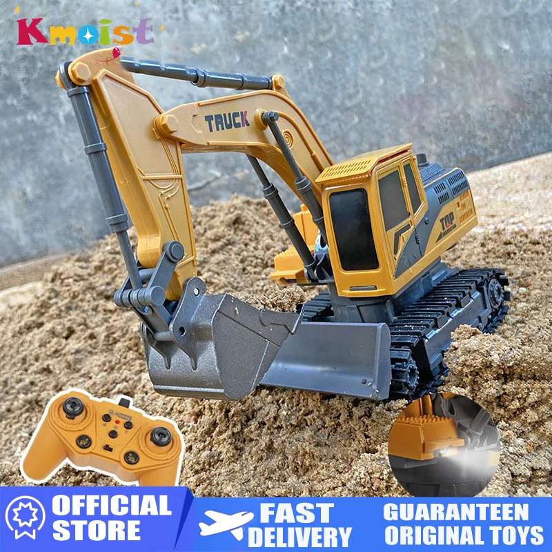 NM58939 2.4G RC Engineering Vehicle 11CH Remote Control Excavator Alloy Children Toy Car Crawler Truck Toys for Boys Kids Xmas Gift - Multi Color
