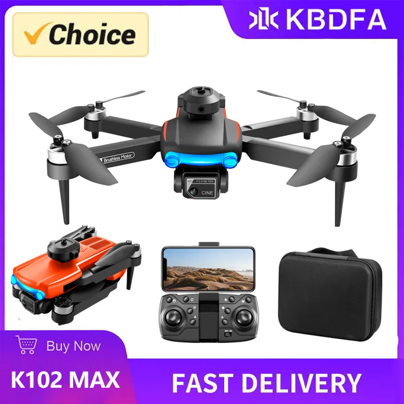 NM58948 K102 Pro Mini Drone 4K HD Camera Optical Flow Drones Aerial Photography Quadcopter Obstacle Avoidance Wi-Fi FPV Drone RC Toy - Black & Orange