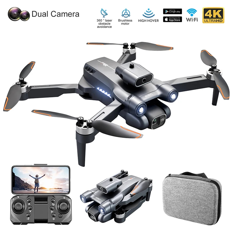 NM59919 RC Drone 5G Wi-Fi FPV 360 Deg Laser Obstacle Avoidance Brushless Motor 4K HD Dual Camera GPS Return RC Quadcopter Drone Toys