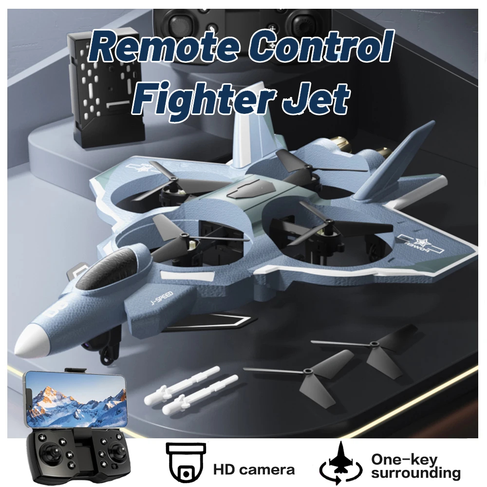 H121 RC Plane EVA Fighter Missile Launch 2.4G Remote Control 360 Deg Stunts HD Camera One-Key Surrounding Fight Drone Toys Gifts - Multi Color