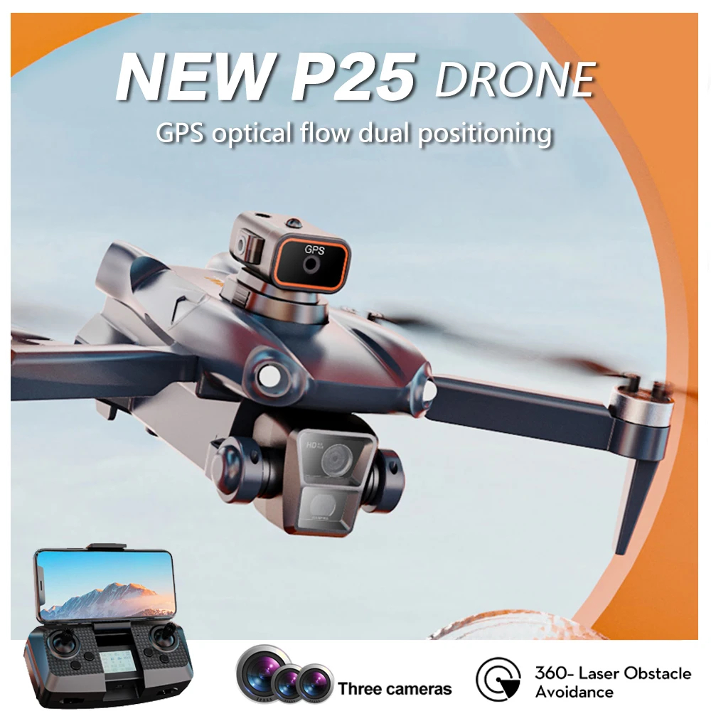 NM60043 P25 Drone 360 Deg Laser Obstacle Avoidance Brushless Motor 4K HD Dual Camera GPS Return Parking Apron RC Quadcopter Drone Toys