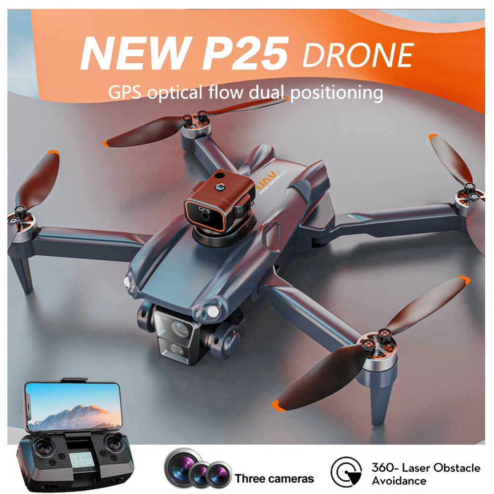 NM60112 P25 Drone Brushless Motor GPS Return 360 Deg Laser Obstacle Avoidance 4K HD Dual Camera Parking Apron RC Quadcopter Drone Toys