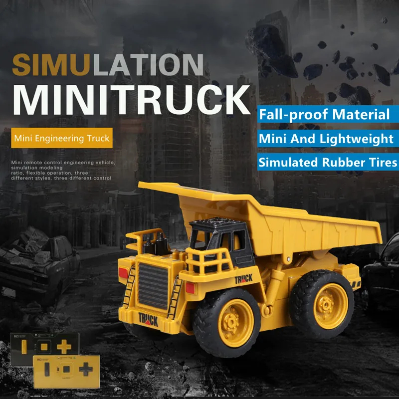 NM60169 Volume Remote Control Bulldozer for Klift Crane Simulated Rubber Tires Fall-proof Material RC Engineering Truck Kid Toy Gift