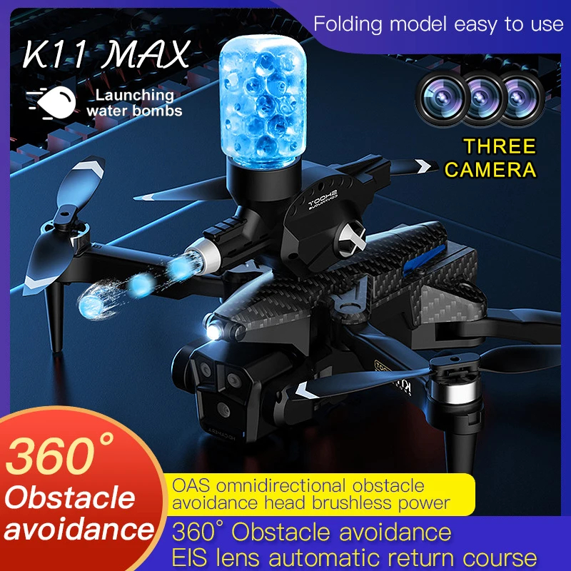 NM60476 Brushless Three Camera 8K HD Aerial Photography Drone Capable of Launching Water Bombs Four Axis Aircraft RC Aircraft Toy - Multi Color