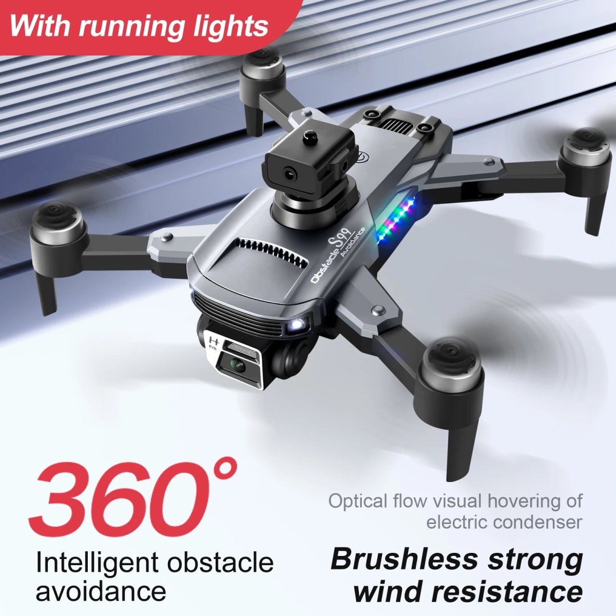Max RC Drone Professional 8K Camera Adjustable Obstacle Avoidance Aerial Photography Brushless Foldable Quadcopter RC Plane - Dark Gray & Orange