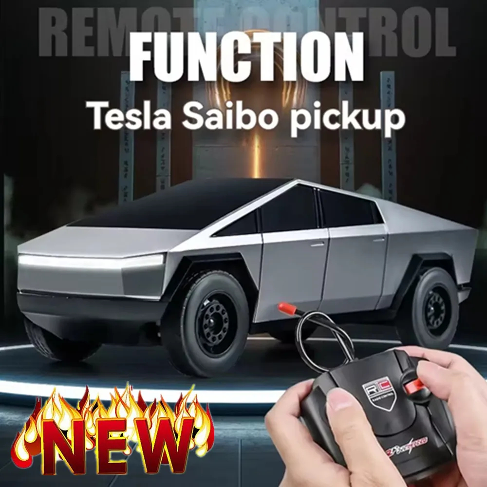 NM60600 1-14 Remote Control Rechargeable Cars Model Off Road Vehicle Tesla Cyber Pickup Racing RC Truck Toy, Silver, Black & White