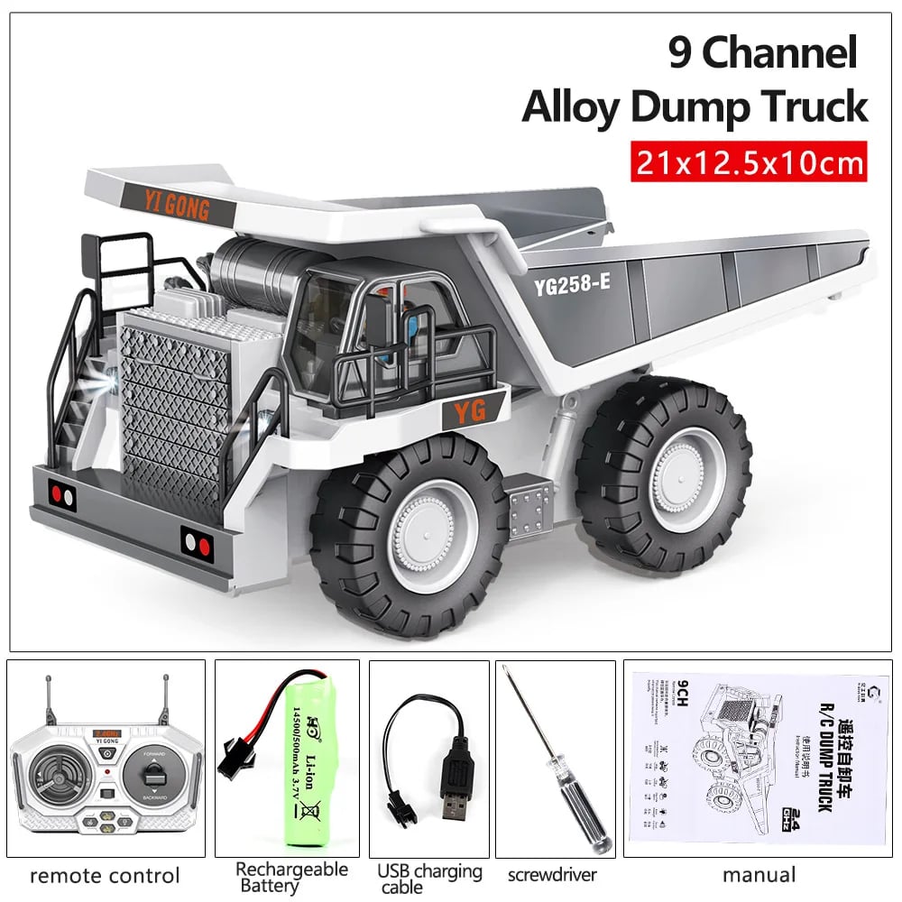 NM60699 Rc Trucks 9 Channel 2.4G Remote Control Cars Trucks Engineering Vehicle Crawler Multifunctional Toy Car Dumper Toys for Boys