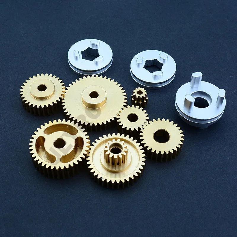 NM60714 Gearbox Beveled Metal Gear Set Synchronizer for 1 by 14 Tamiya RC Dump Truck Scania 770S R620 Volvo Arocs Man TGX Lesu Car - Silver & Gold