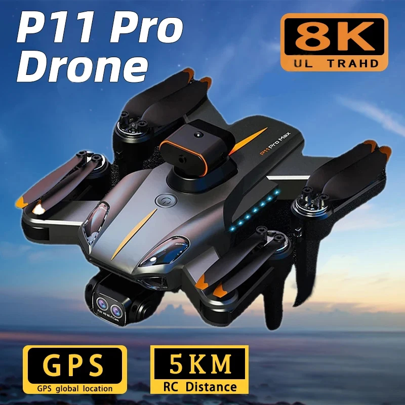 NM60732 5000 m P11 Pro Drone 8K HD Camera GPS Professional Four-Way Intelligent Obstacle Avoidance Foldable Quadcopter RC Distance Toy