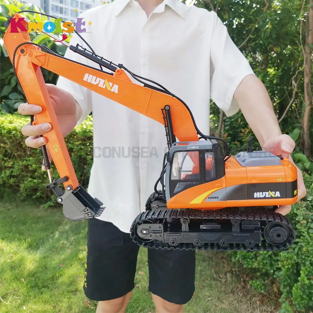 NM60742 551 1 by 14 Scale Alloy Professional Long Arm RC Excavator Caterpillar Truck Remote Control Car Engineering Vehicle Toy Boy - Red