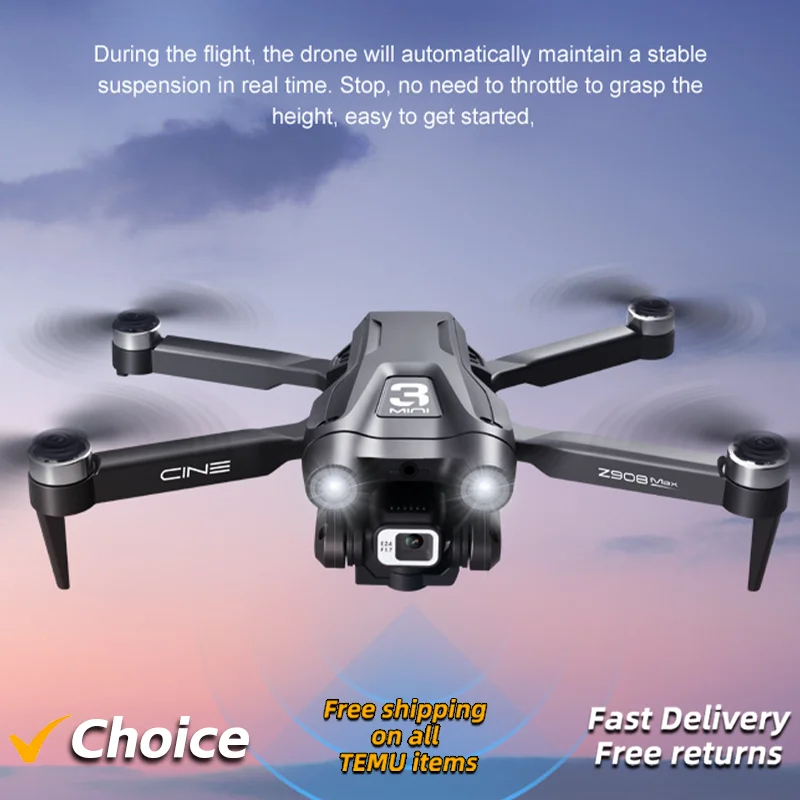 NM60749 Z908 Max Dual 8K GPS Professional Drone Wi-Fi FPV Obstacle Avoidance Brushless Four-Axis Folding RC Quadcopter Toy Gift - Gray & Black