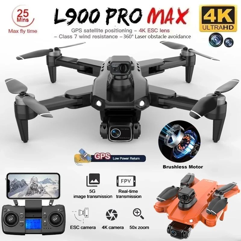 NM60779 Pro Max GPS Drone 4K Professional HD Dual Camera 5G Wi-Fi 360 Deg Obstacle Avoidance Brushless Foldable Quadcopter RC Drone Toy