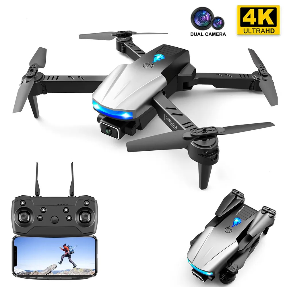 NM59974 S85 Pro RC Mini Drone 4K Professional HD Dual Camera FPV Drones with Infrared Obstacle Avoidance RC Helicopter Quadcopter - Black