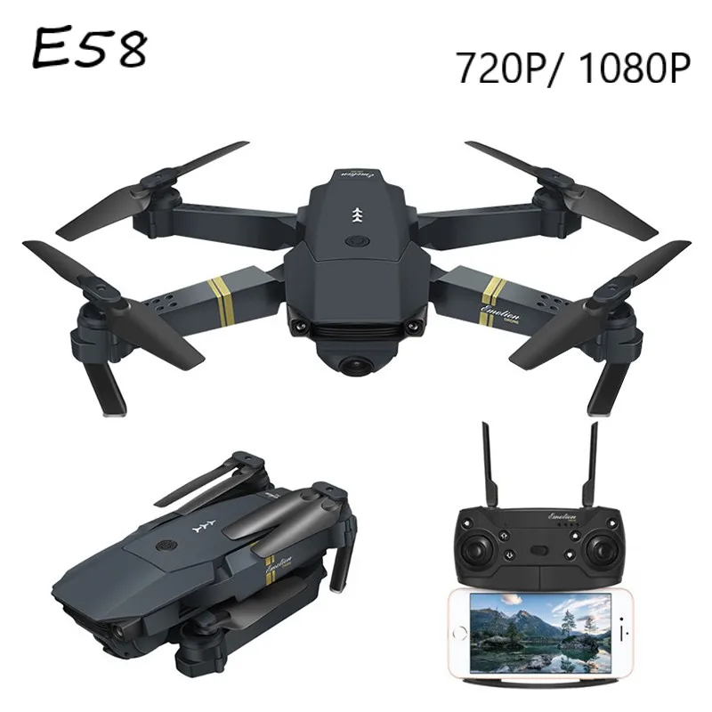 NM60010 E58 Wi-Fi FPV with Wide Angle HD 1080P-720P Camera Hight Hold Mode Foldable Arm RC Quadcopter Drone X Pro RTF Drone -  UNO1RC