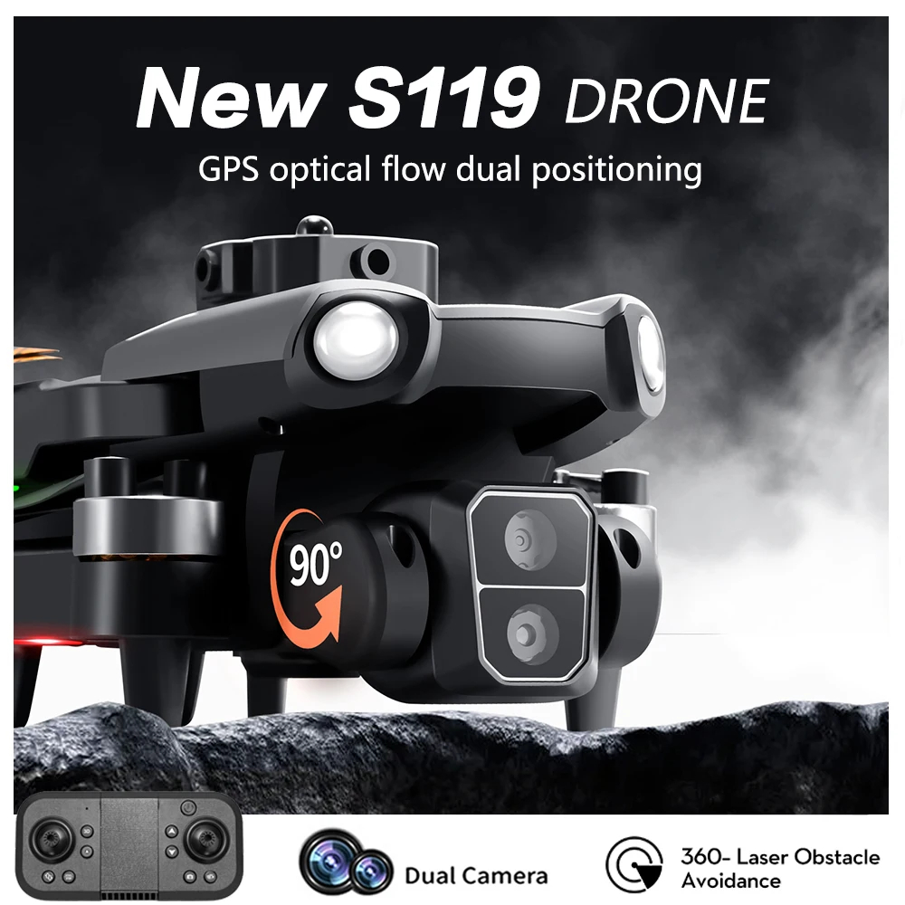 NM60015 Drone Wi-Fi FPV Brushless Motor Optical Flow Localization 360 Deg Laser Obstacle Avoidance 4K HD Dual Camera RC Quadcopter Toys